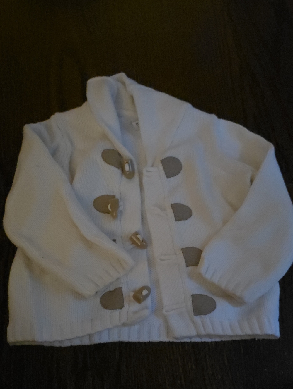 Janie and Jack Cream Knit Toggle Cardigan with Tan Accents